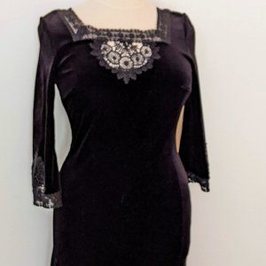1960’s goth black velvet dress